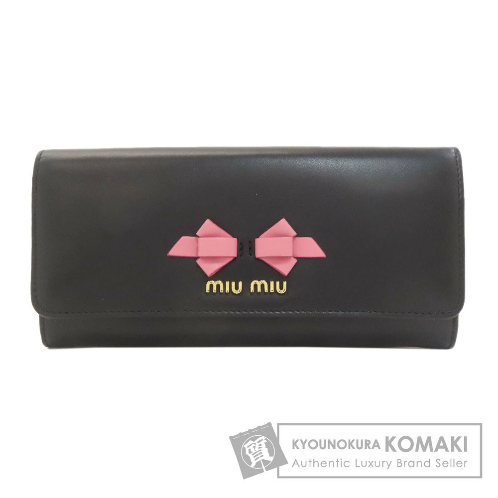 Miu Miu Ribbon Motif Long Wallet coin Leather